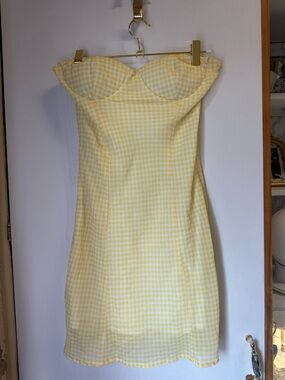 Princess Polly Strapless Yellow Gingham Mini Dress